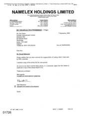 [Letter from Fadi Nammour to Sue James regarding Brazil Shipment]