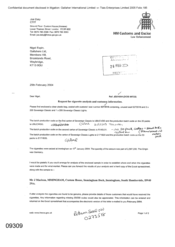 [Letter from Joe Dally to Nigel Espin regarding the request for cigarette analysis and customer information]