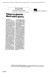 Tobacco giant in illicit sales query