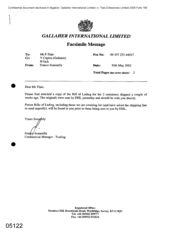 [Memo from Franco Scannella to P Tlais regarding finding of the attached copy of the Bill of Lading for the two containers shipped a couple of weeks ago 20020530]