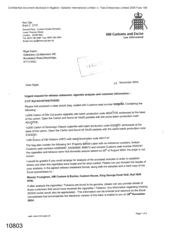 [Letter from Ken Ojo to Nigel Espin regarding urgent request for witness statement, cigarette analysis and customer information]