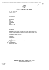 [20011029 letter from Redshaw to Neill regarding excel spreadsheets referring to the seizure]