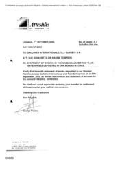 [Letter fromGeorge Pouros to Sue Schiavetta, Maxine Tompson regarding statement of Stocks in the Gallaher and Tlais Enterprises]