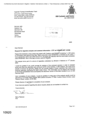 [Letter from Barry Peterson to Norman Jack regarding request for cigarette analysis and customer information - CTIT ref BP89/04]