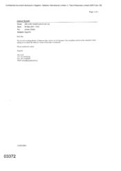 [Letter from Jim Livie to Susan James regarding Shipment date]