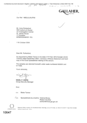 [Letter from Nigel P Espin to Andy Rutherford regarding a witness statement and summary of samples returned]