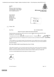 [Letter from Joe Daly to Peter Redshaw regarding request for cigarette analysis and customer information]