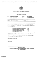 Gallagher International Limited[Memorandum from Sue James to Christine Neble regarding a request to reduce Sovereign Classic POS for Namelex]