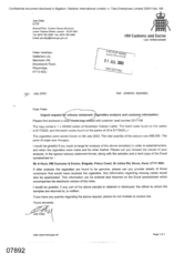 [Letter from Joe Daly to Peter Redshaw regarding witness statement, cigarette analysis and customer information]