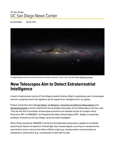 New Telescopes Aim to Detect Extraterrestrial Intelligence