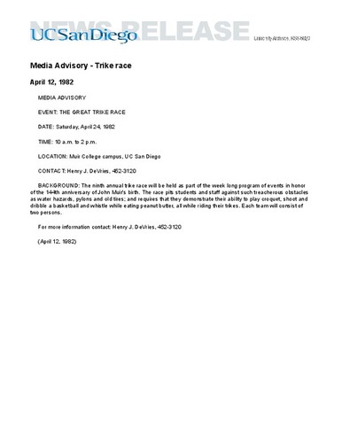 Media Advisory - Trike race