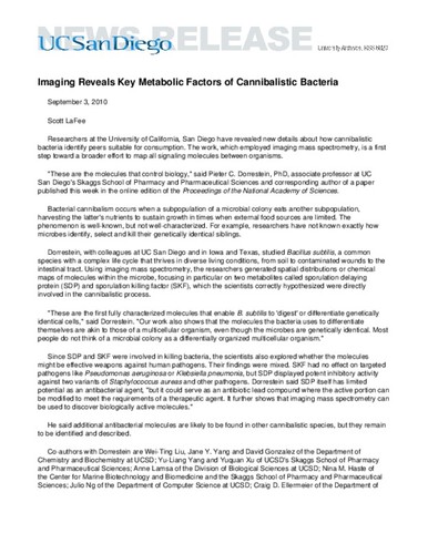 Imaging Reveals Key Metabolic Factors of Cannibalistic Bacteria