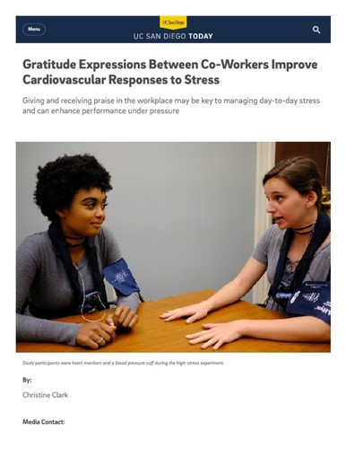 Gratitude Expressions Between Co-Workers Improve Cardiovascular Responses to Stress