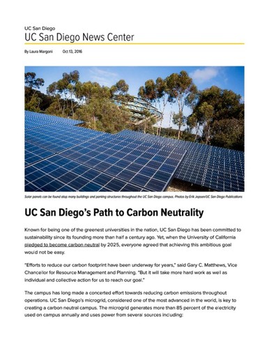 UC San Diego’s Path to Carbon Neutrality