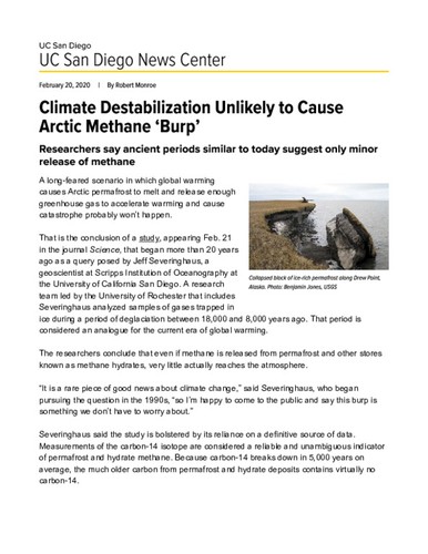 Climate Destabilization Unlikely to Cause Arctic Methane ‘Burp ...