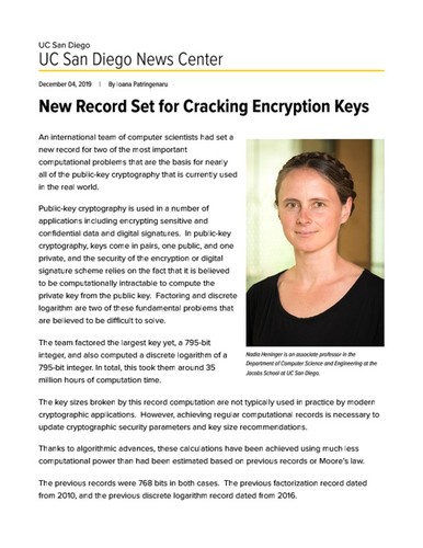 New Record Set for Cracking Encryption Keys