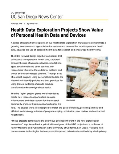 Health Data Exploration Projects Show Value of Personal Health Data and Devices