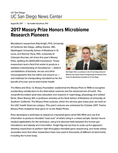 2017 Massry Prize Honors Microbiome Research Pioneers