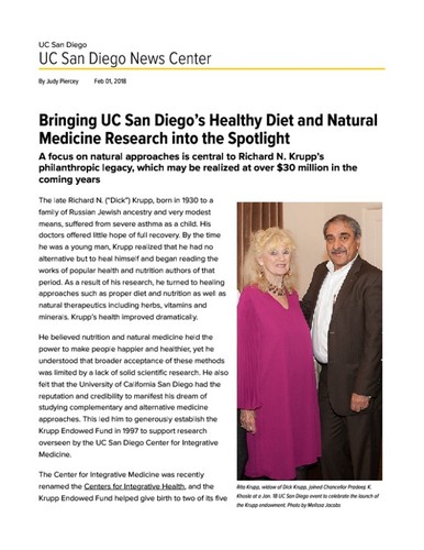 Bringing UC San Diego’s Healthy Diet and Natural Medicine Research into the Spotlight