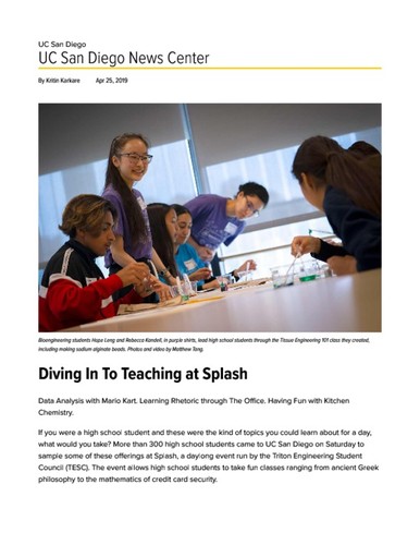 Diving In To Teaching at Splash