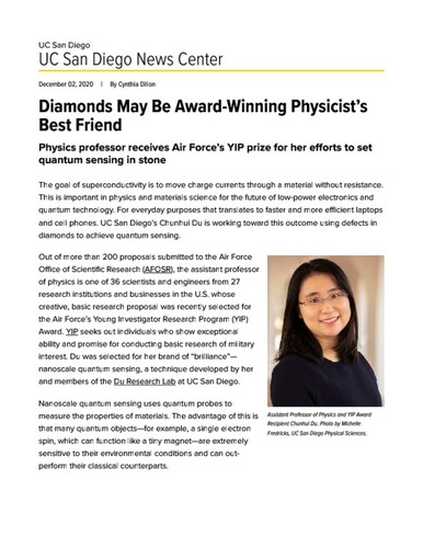 Diamonds May Be Award-Winning Physicist’s Best Friend