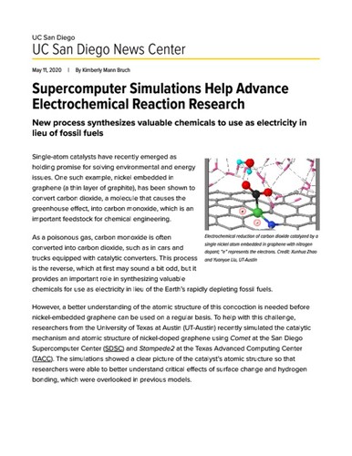 Supercomputer Simulations Help Advance Electrochemical Reaction Research