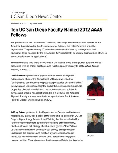 Ten UC San Diego Faculty Named 2012 AAAS Fellows