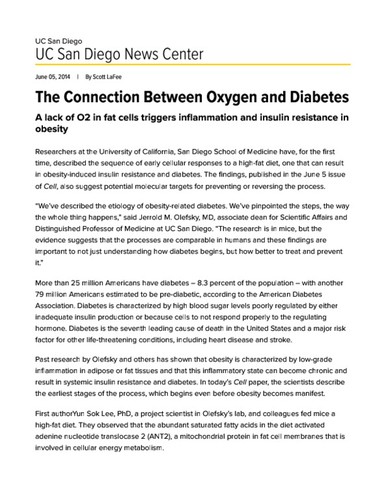 The Connection Between Oxygen and Diabetes