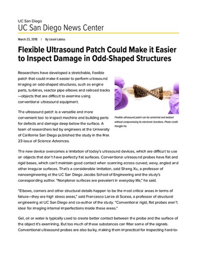 Flexible Ultrasound Patch Could Make it Easier to Inspect Damage in Odd-Shaped Structures