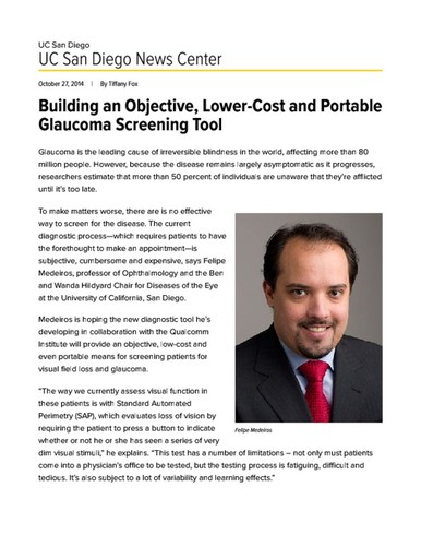 Building an Objective, Lower-Cost and Portable Glaucoma Screening Tool