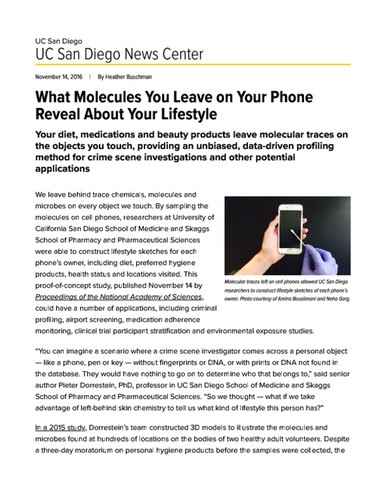 What Molecules You Leave on Your Phone Reveal About Your Lifestyle