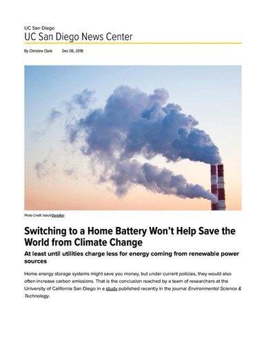 Switching to a Home Battery Won’t Help Save the World from Climate Change