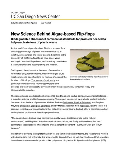 New Science Behind Algae-based Flip-flops