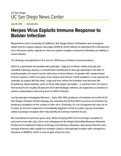 Herpes Virus Exploits Immune Response to Bolster Infection