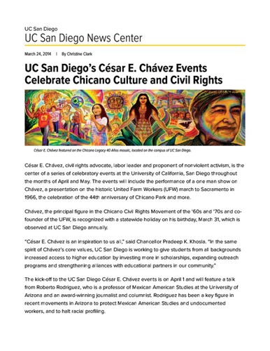 UC San Diego’s César E. Chávez Events Celebrate Chicano Culture and Civil Rights