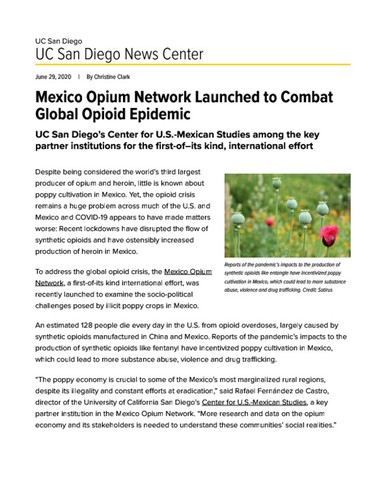 Mexico Opium Network Launched to Combat Global Opioid Epidemic