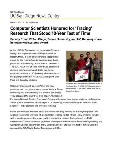 Computer Scientists Honored for 'Tracing' Research That Stood 10-Year Test of Time