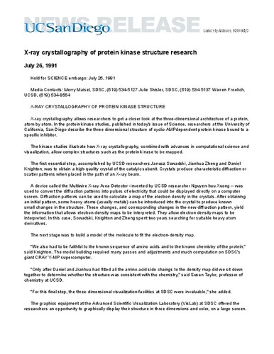 X-ray crystallography of protein kinase structure research