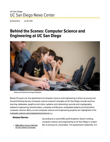 Behind the Scenes: Computer Science and Engineering at UC San Diego