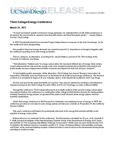 Third College Energy Conference