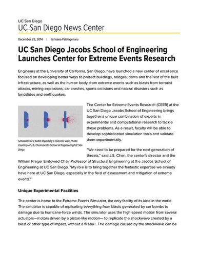 UC San Diego Jacobs School of Engineering Launches Center for Extreme Events Research