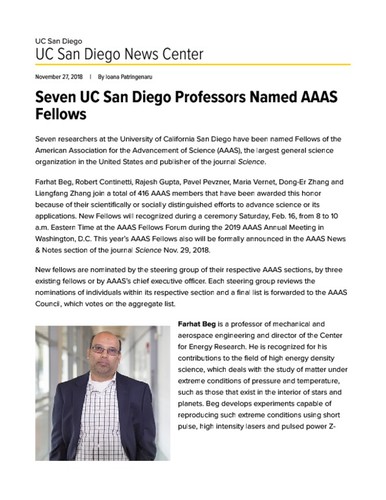 Seven UC San Diego Professors Named AAAS Fellows
