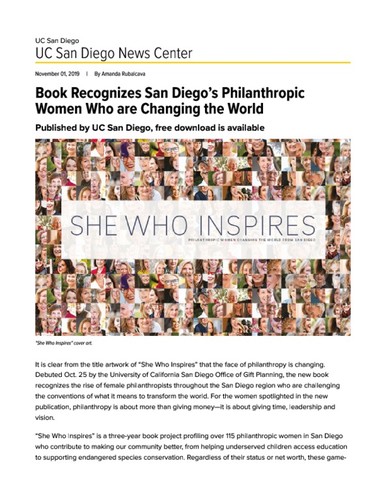 Book Recognizes San Diego’s Philanthropic Women Who are Changing the World