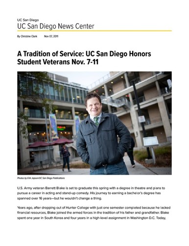 A Tradition of Service: UC San Diego Honors Student Veterans Nov. 7-11