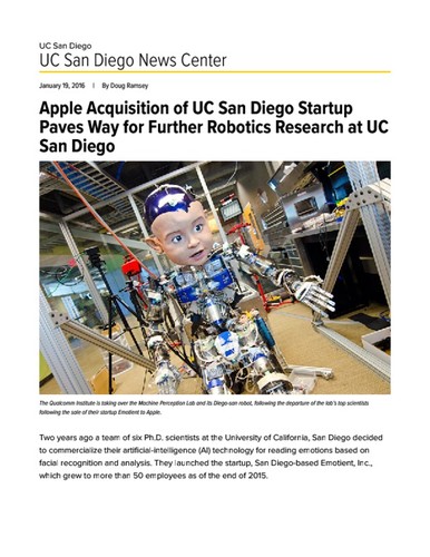 Apple Acquisition of UC San Diego Startup Paves Way for Further Robotics Research at UC San Diego