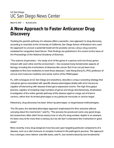 A New Approach to Faster Anticancer Drug Discovery