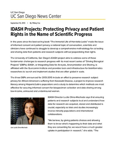 IDASH Projects: Protecting Privacy and Patient Rights in the Name of Scientific Progress