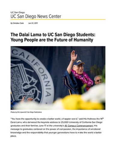 The Dalai Lama to UC San Diego Students: Young People are the Future of Humanity