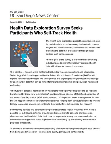 Health Data Exploration Survey Seeks Participants Who Self-Track Health