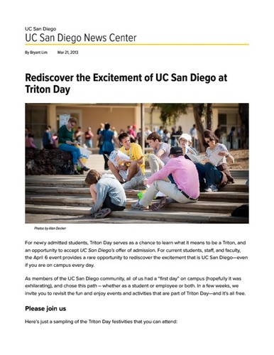 Rediscover the Excitement of UC San Diego at Triton Day